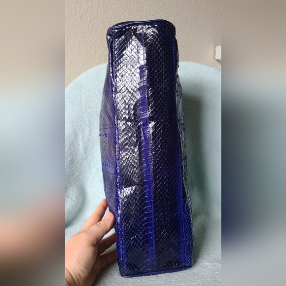 Vintage Blue "Snakeskin" Clutch By Clemente - Picture 7 of 13